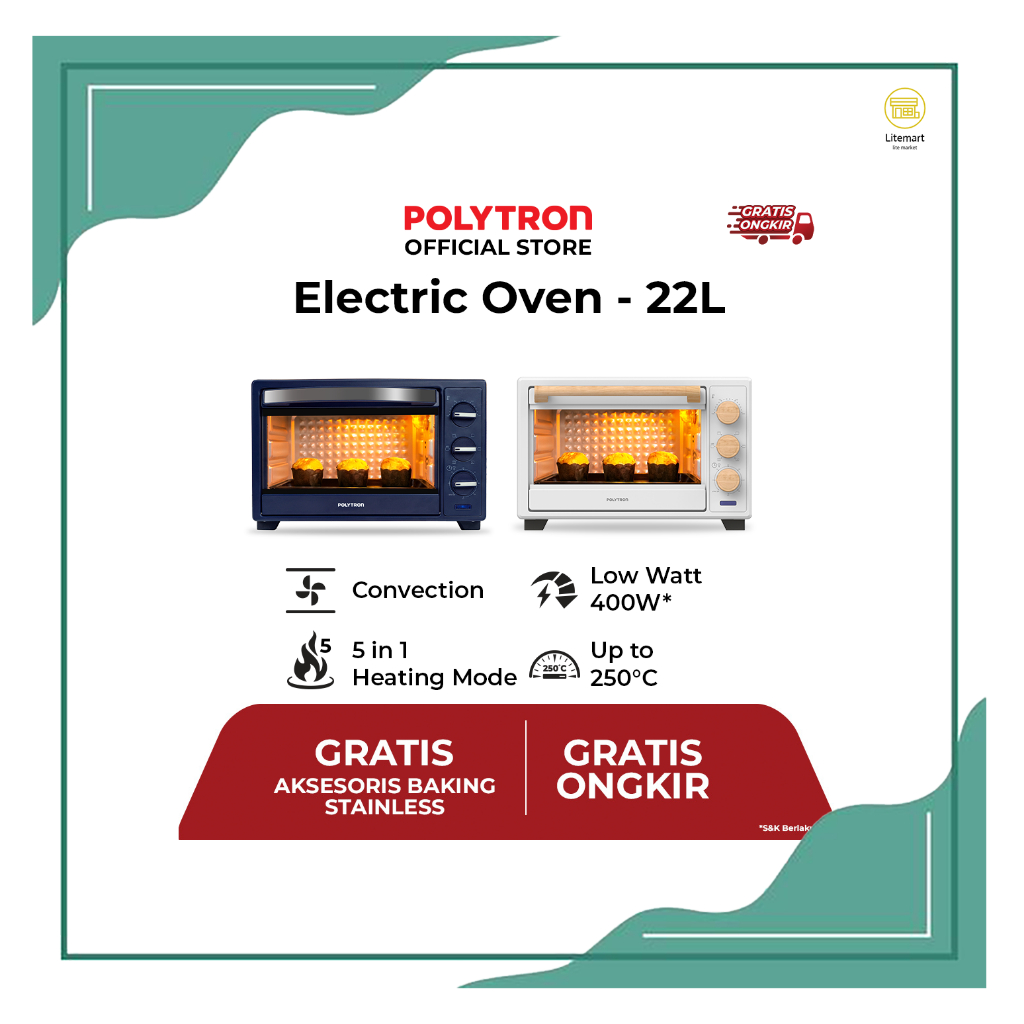 Polytron Oven Listrik PEO 22B1B 22 Liter Kitchenmate
