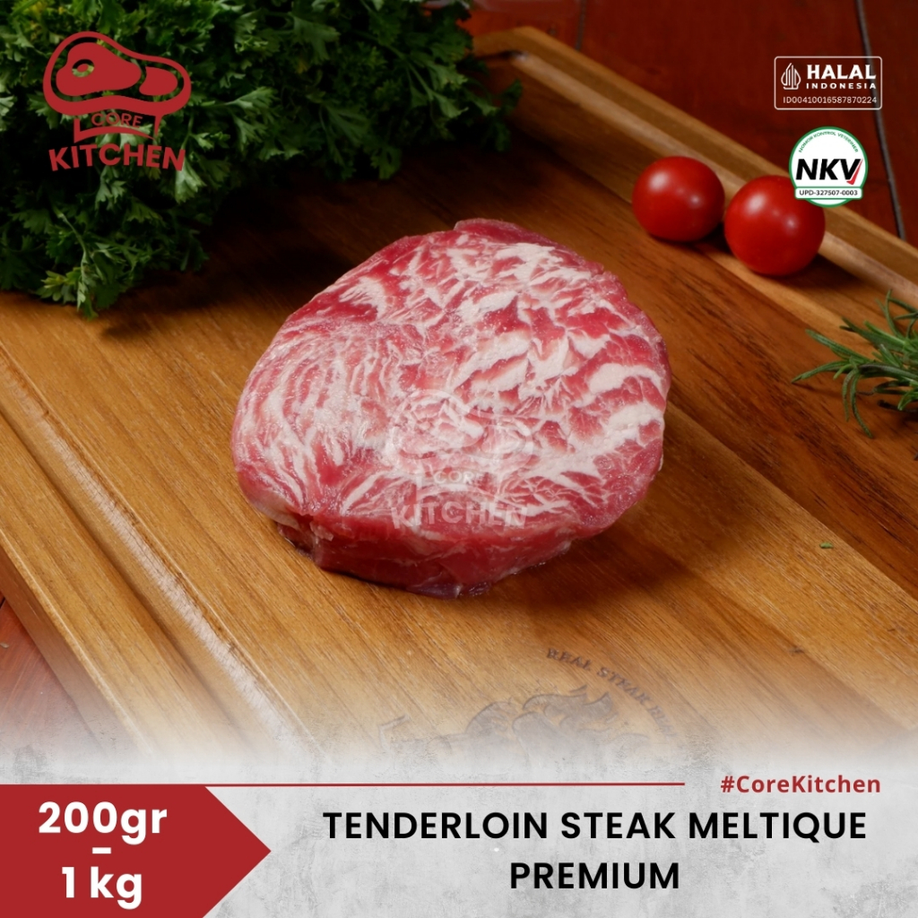 

Core Kitchen Tenderloin Steak Meltique Premium | Daging Steak Tenderloin