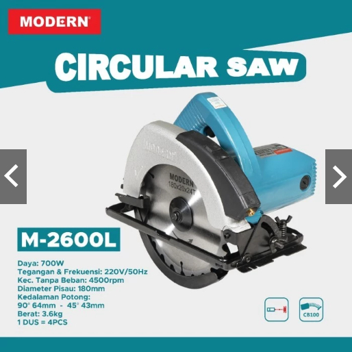 Modern M-2600L / M2600L / Circular Saw Modern M 2600 L Mesin Potong Gergaji Kayu 7" Modern M 2600L