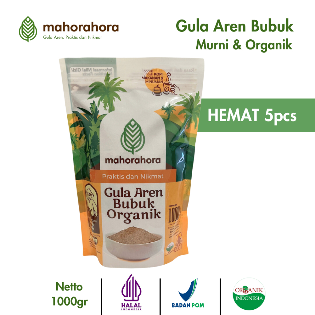 

Mahorahora Paket Hemat Gula Aren Bubuk Organik 1 Kg , Premium dan Halal - 5 pcs