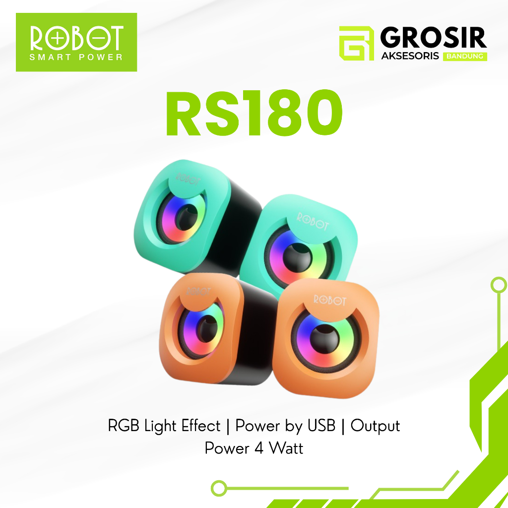 SPEAKER ROBOT RS180 Multimedia Portable Music Mini for Gaming Komputer Laptop - Deep Bass USB Audio