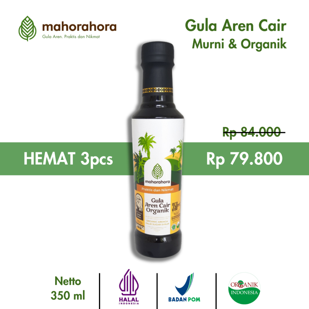 

Mahorahora Paket Hemat Gula Aren Cair Organik 350 Ml, Premium dan Halal - 3 pcs
