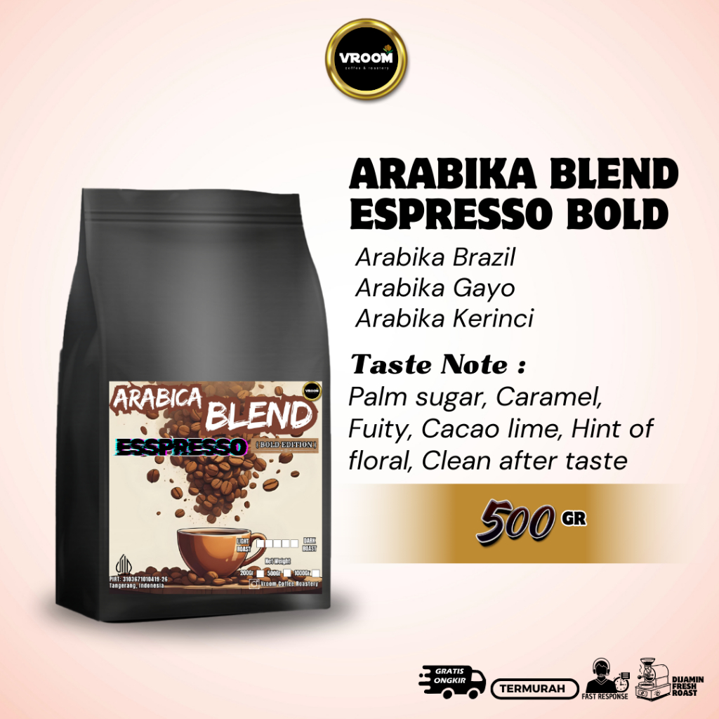 

Coffee Arabika Blend Espresso Bold Roasted Beans Kopi Biji Matang Bubuk 500gr