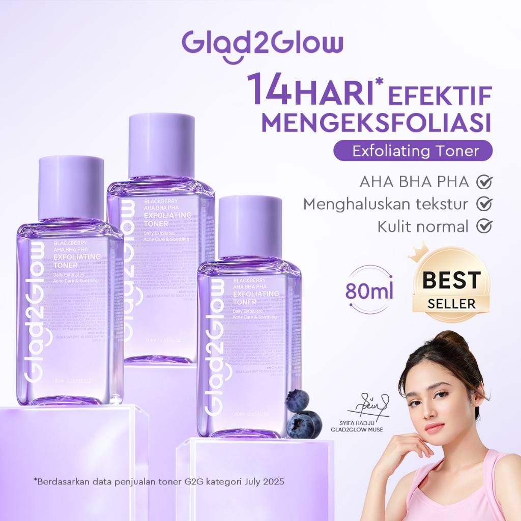 Glad2Glow Daily Exfoliating Toner toner badan face mist hydrating toner centella Toner eksfoliasi wa