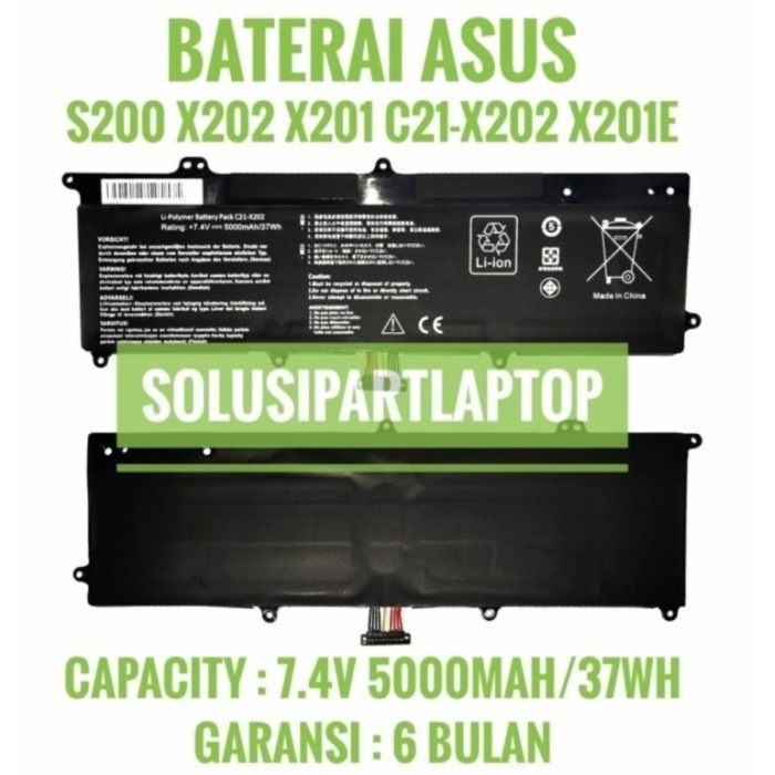 Baterai Laptop Asus X201E X201 S200E C21-X202