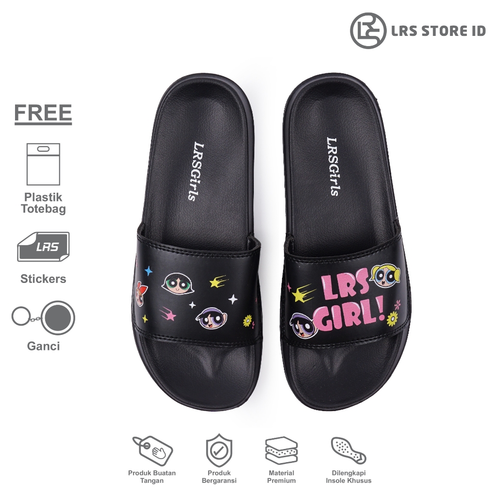 Lrs_Store Id - Sandal Wanita LRS Girl The powerpuff Casual Black