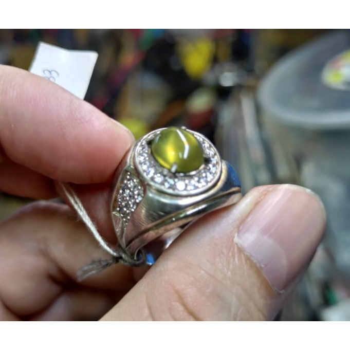 Cincin Batu Idocrase Bio Solar Aceh Super IDC029 Giwang Melintir Ikatan Perak