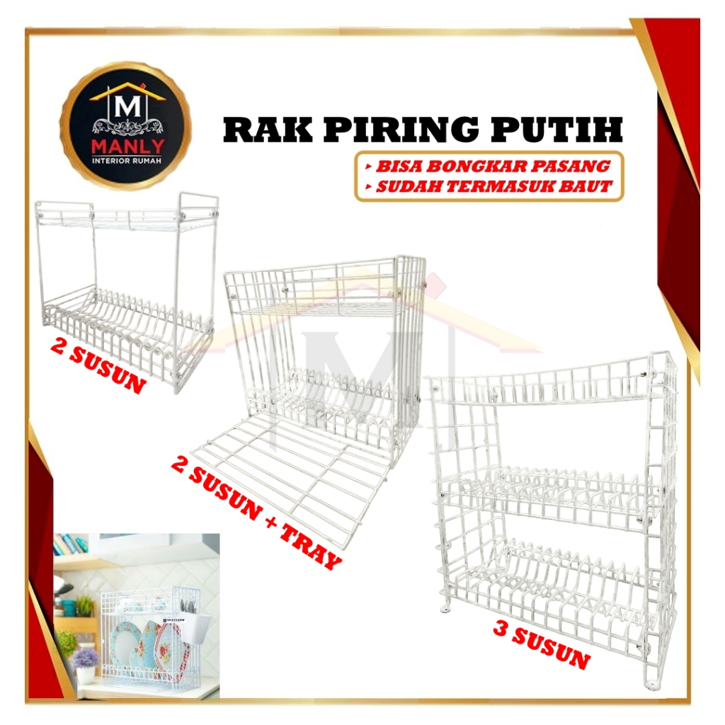 Rak Susun Piring dan Gelas Bongkar Pasang Rak Serbaguna Kitchen Set Besi Rak Besi Susun