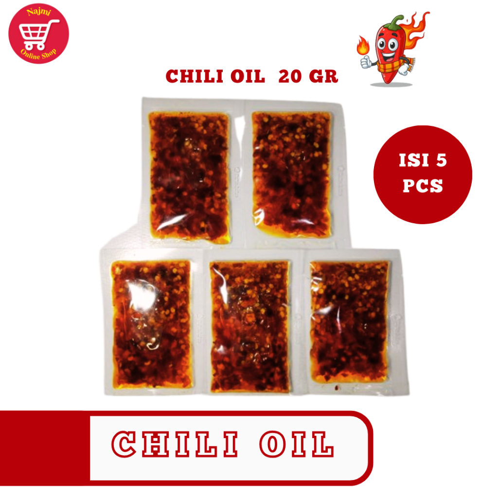 

Paket hemat Chili Oil 20gr isi 5pcs Pedas Asin Gurih Praktis Minyak cabe Asli Halal