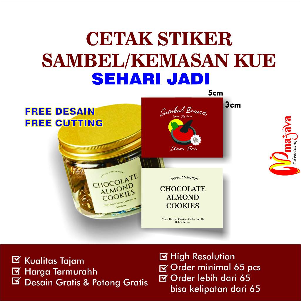 

Cetak Stiker Label Custom Kue Minuman Makanan | Free Desain Cutting | Bontac & Vinyl Anti Air