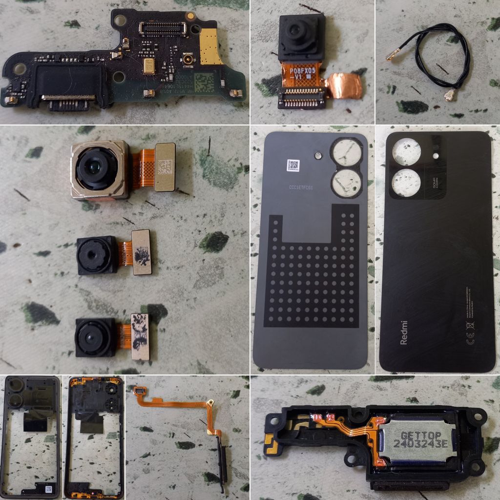 Xiaomi Redmi 13c Bahan Kanibalan, Mesin Mati Total Matot, Konektor Cas HF, Antena, Flex UI MB, Frame