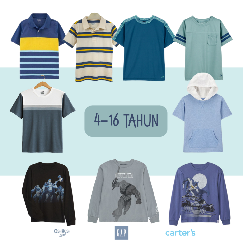 BAJU KAOS ATASAN POLO TEE ANAK COWOK LAKI LAKI BRANDED  SIZE  4 6 7 8 10 12 14 16 T TH TAHUN