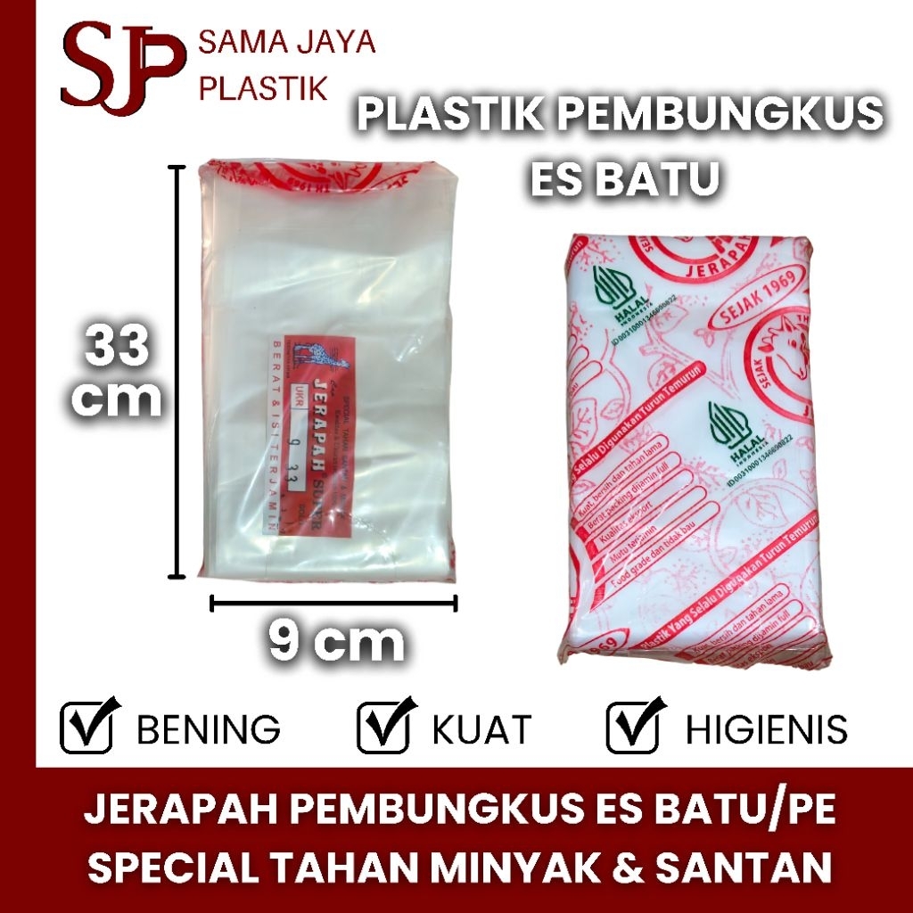 [9Cm x 33Cm] JERAPAH Plastik PE Pembungkus Es Batu
