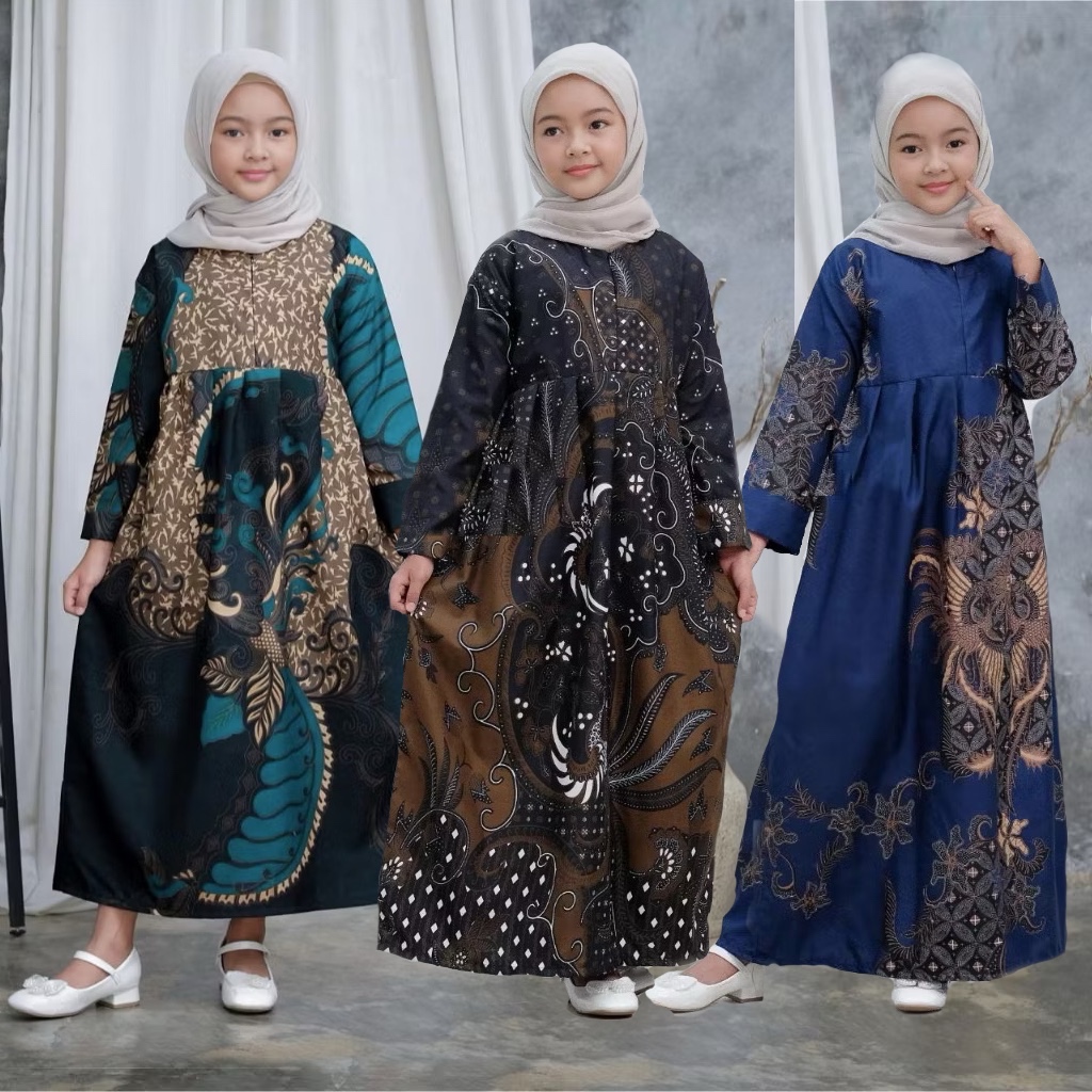 Gamis anak gamis batik anak umur 2 - 13 Tahun / batik anak cewek / gamis anak perempuan modern