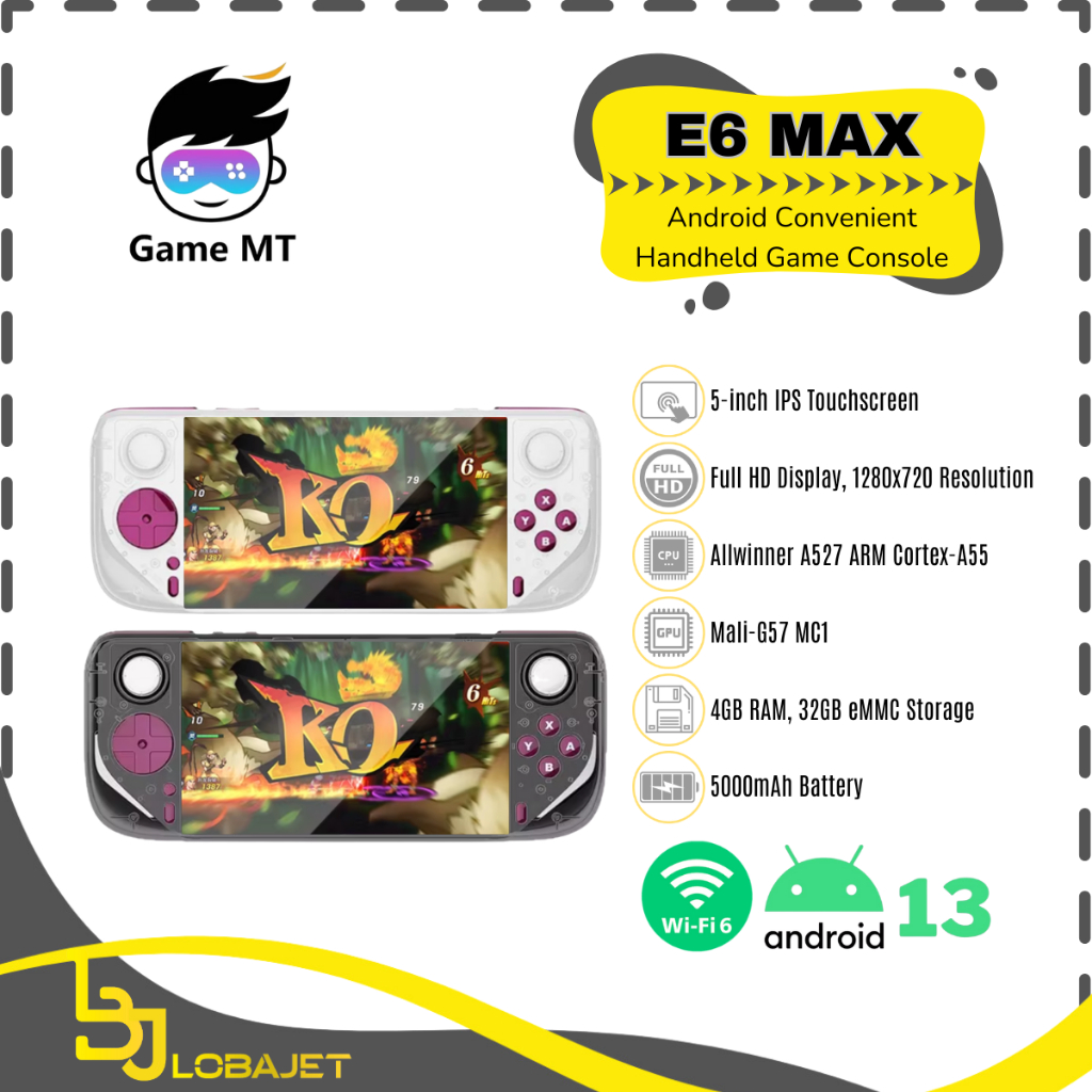 GAMEMT E6 MAX - Android Convenient Handheld Game Console - Android 13 5000mAh Battery
