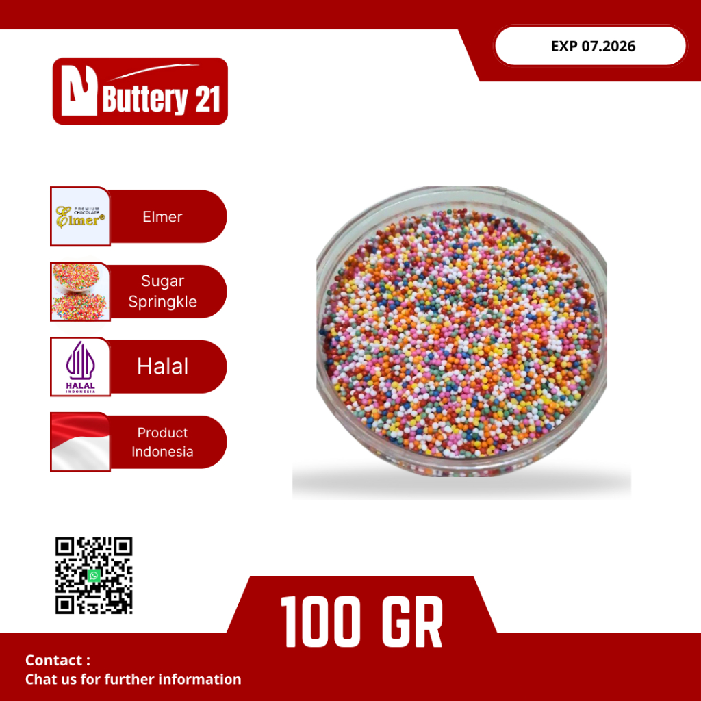 

ELMER SUGAR SPRINKLE 100 GR/SPRINKLE WARNA WARNI/GULA BUTIR/ TRIMIT/GULA BUITER WARNA WARNI