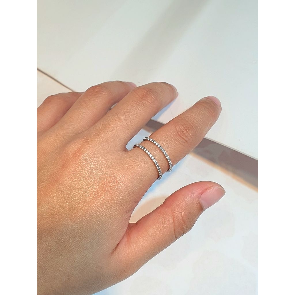 Cincin Emas List Double Layer Zircon 2.6gram 750 17k size 15 (CH381)