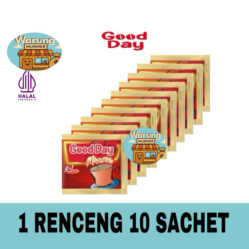 

Good Day Mocacinno 1 Renceng 10 Sachet / Kopi Instan GOODDAY MOCACINNO 3 in 1 10x20gr