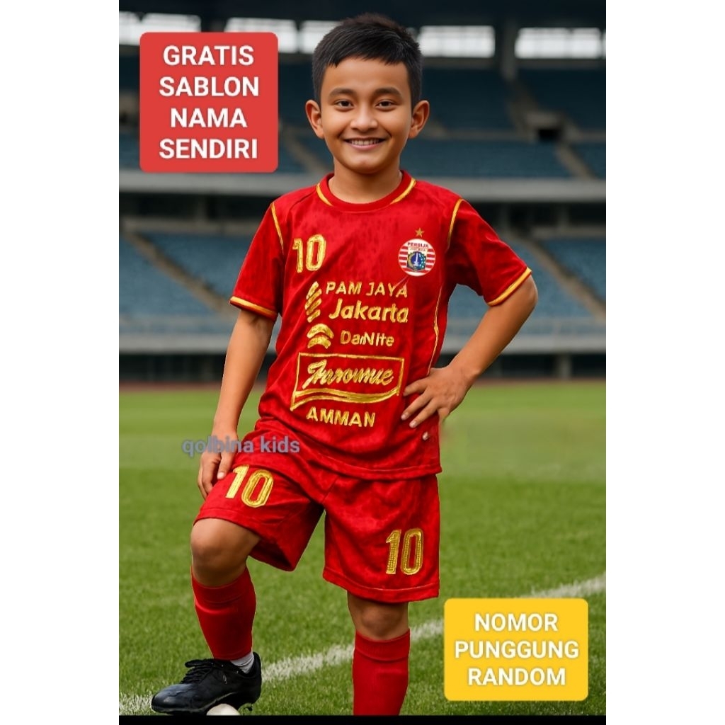 GRATIS SABLON NAMA ANAK/stelan baju bola anak unisex/PERSIJA jkt