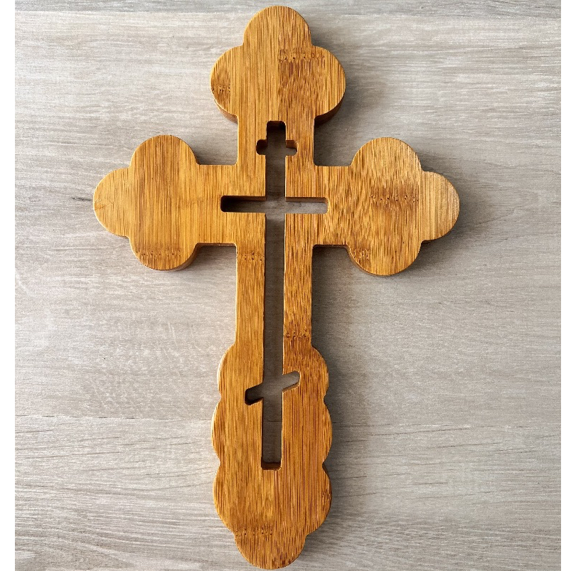 Salib Kayu 24 cm – Orthodox Cross Katolik Kristen, Hiasan Dinding Rohani & Hadiah Sakral
