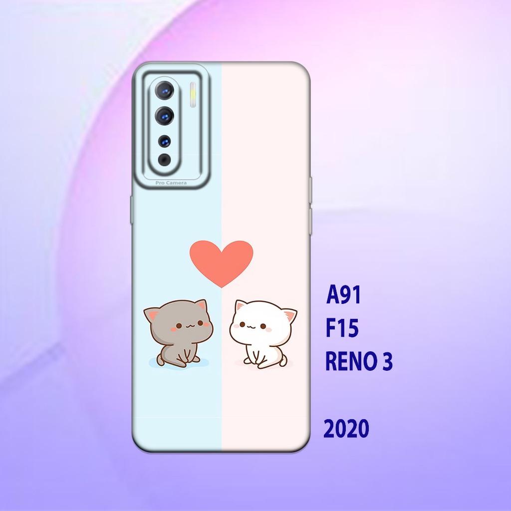 Silikon oppo A91 - oppo F15 - oppo Reno 3 _Casing case Proteksi HP bahan Lentur Tebal Hitam bening