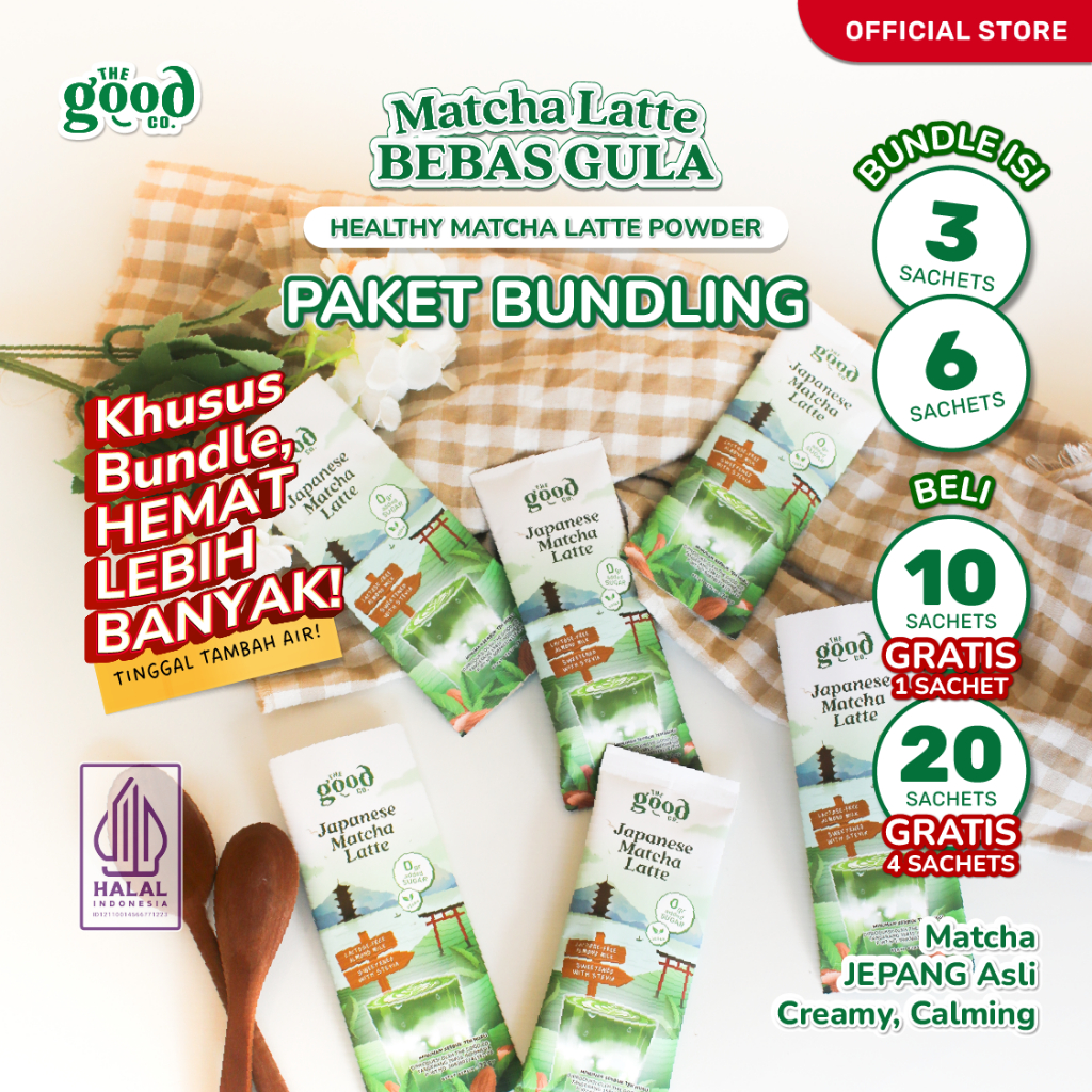 

PAKET HEMAT | Japanese Matcha Latte - Matcha Premium Impor Jepang - Bundle isi 3, 6, 10 GRATIS 1, dan 20 GRATIS 4