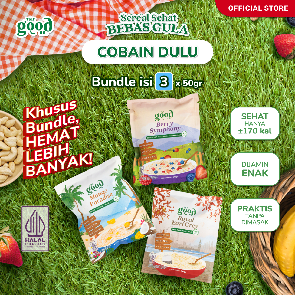 

The Good Co. [COBAIN DULU] - Instant Oatmeal Sachet - Sarapan Sehat Bebas Gula - Bundle isi 3
