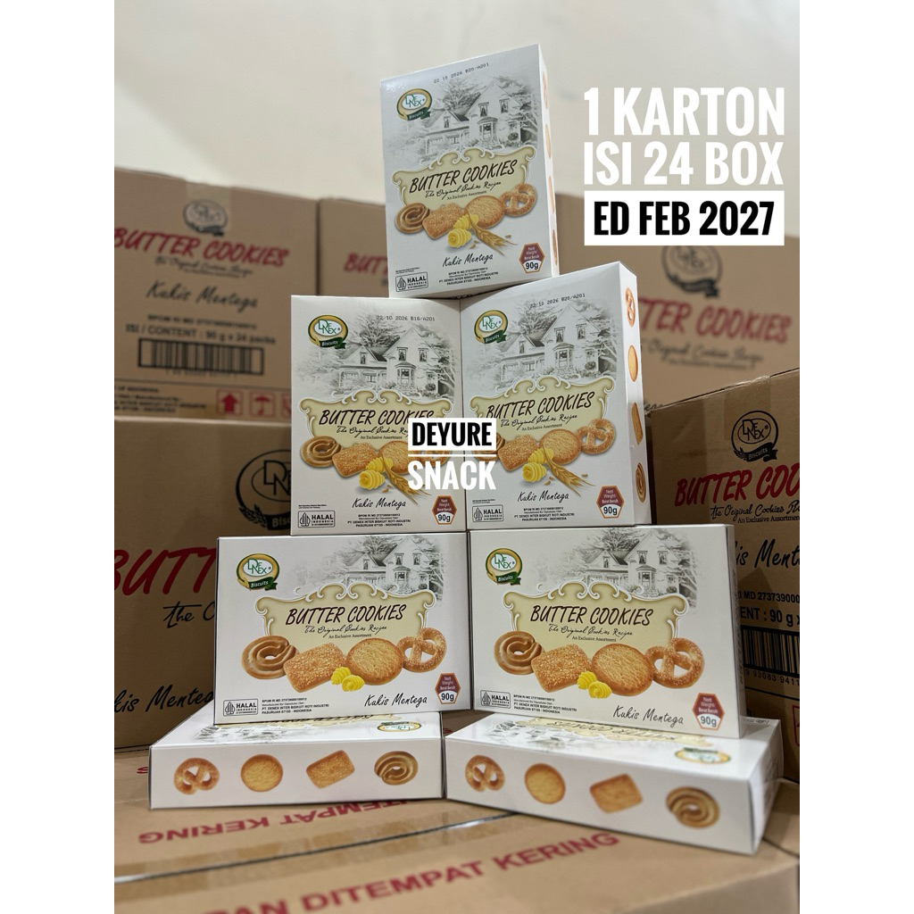 

Denex Butter Cookies 90 gr 1 dus isi 24 Pcs Snack Hajatan Karton