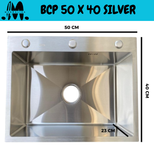 Bak Cuci Piring 1 Lubang Stainless Steel 5040 Dof Anti Karat Anti Kelupas Komplit Peredam Suara set 