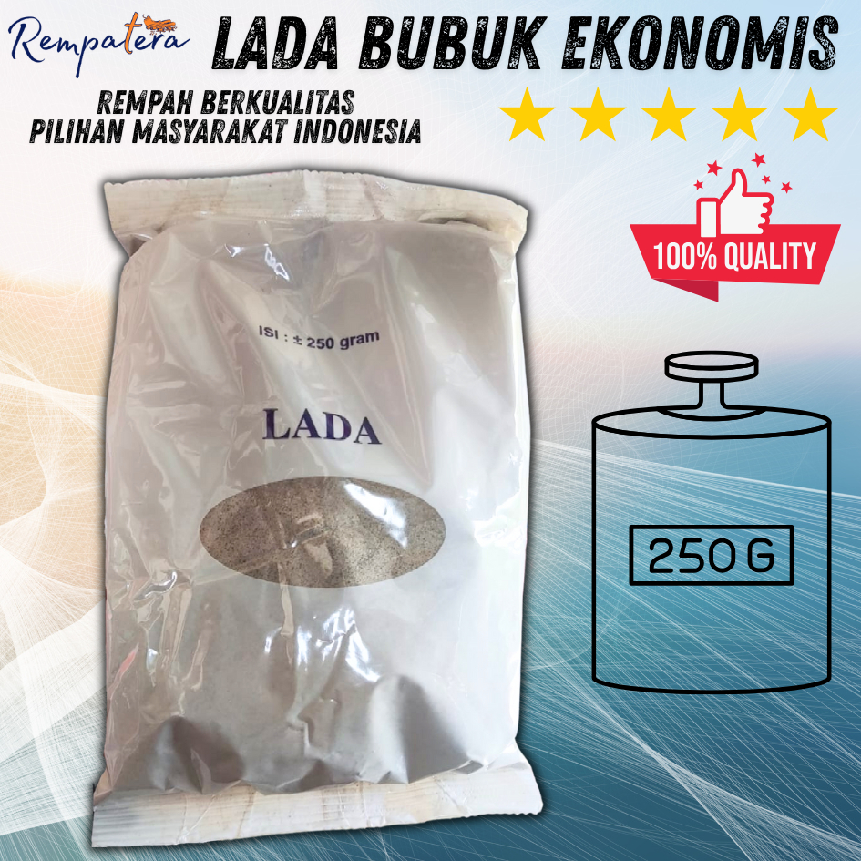 

REMPATERA - Lada Bubuk Ekonomis 250gram - Lada Tabur Bakso, Sop, Masakan Kemasan 250g harga ekonomis A2