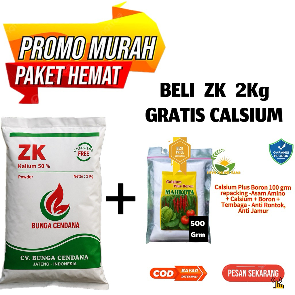 Pupuk ZK 2Kg Kalium 50% – Gratis Calcium Plus Boron