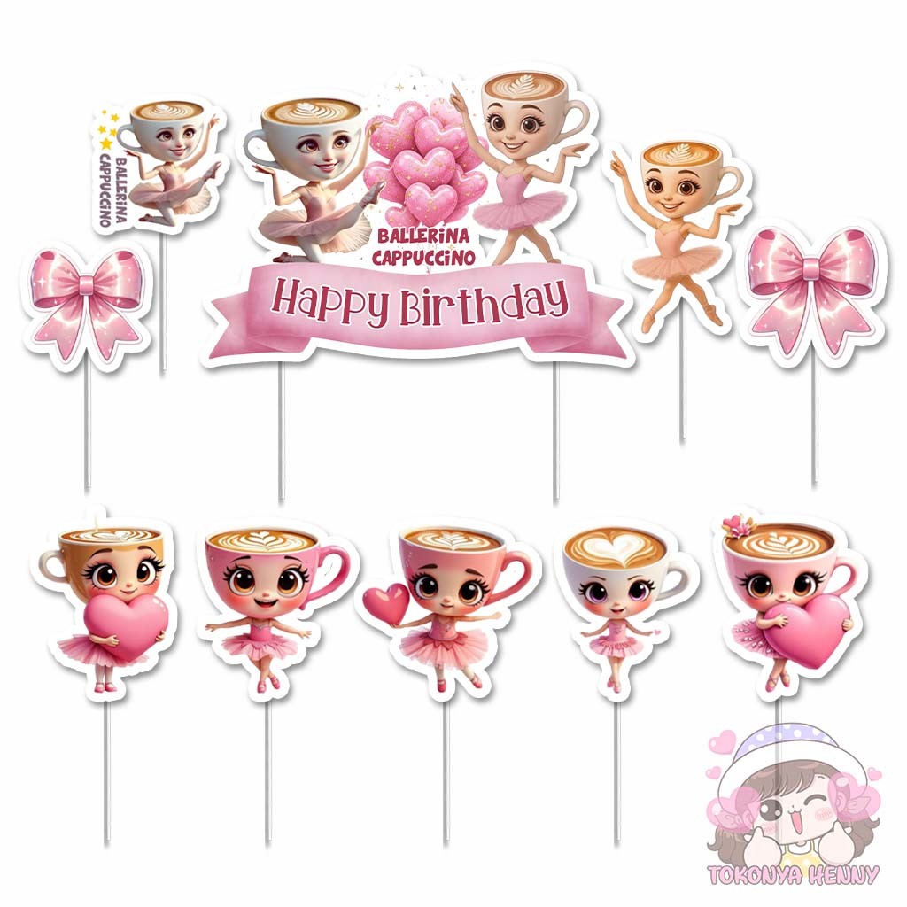 Topper Cake Hiasan Kue Ulang Tahun Anak motif BALLERINA CAPPUCCINO BALERINA CAPUCINA