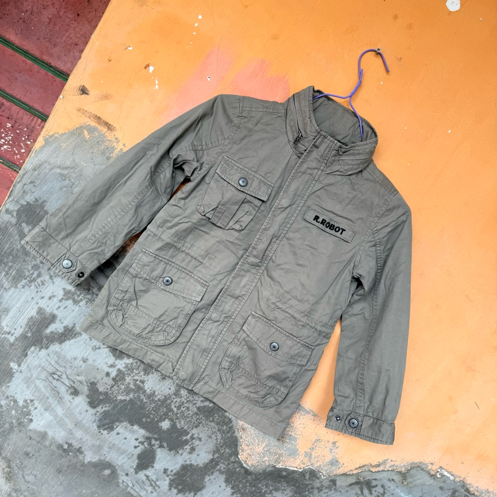 preloved jaket parka hoodie anak 4-5 tahun army
