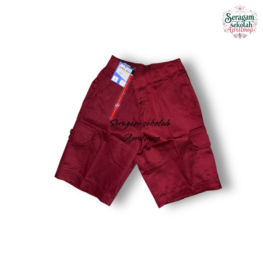 SERAGAM SEKOLAH APRIL MOP CELANA SD PENDEK KANTONG SAMPING WARNA MERAH