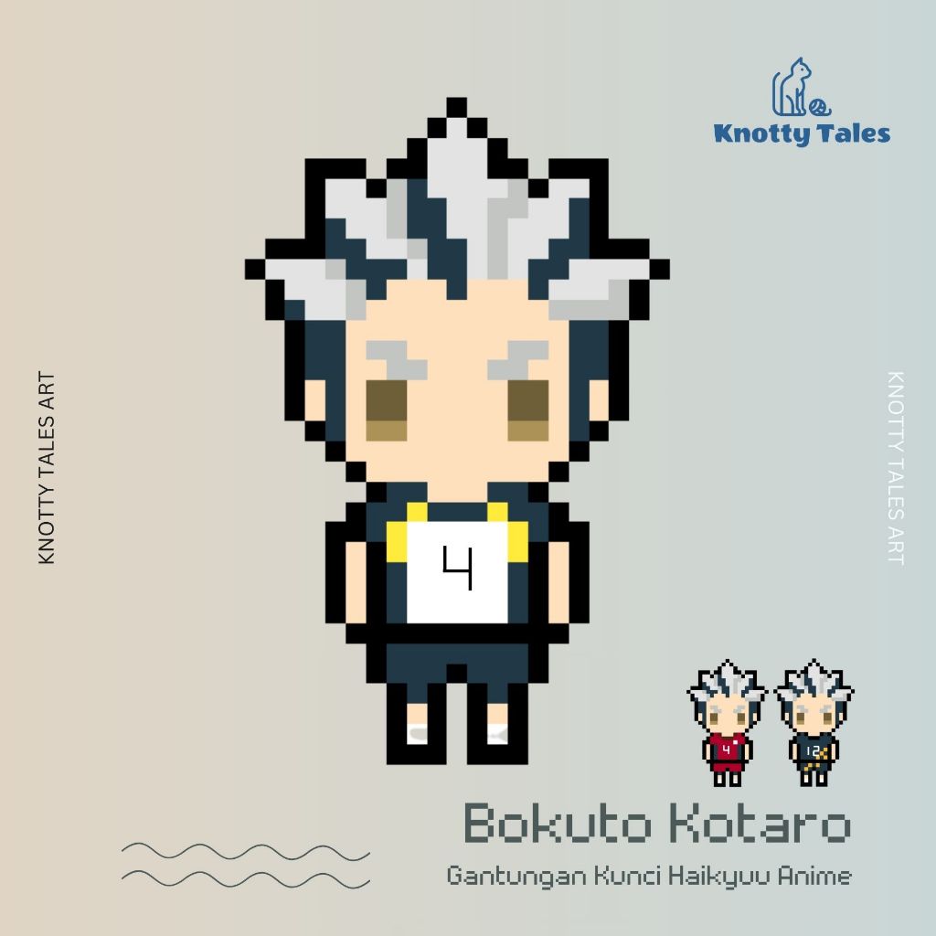 Bokuto Kotaro Gantungan Kunci Haikyuu Keychain Merchandise Anime Pixel Handmade Knotty Tales
