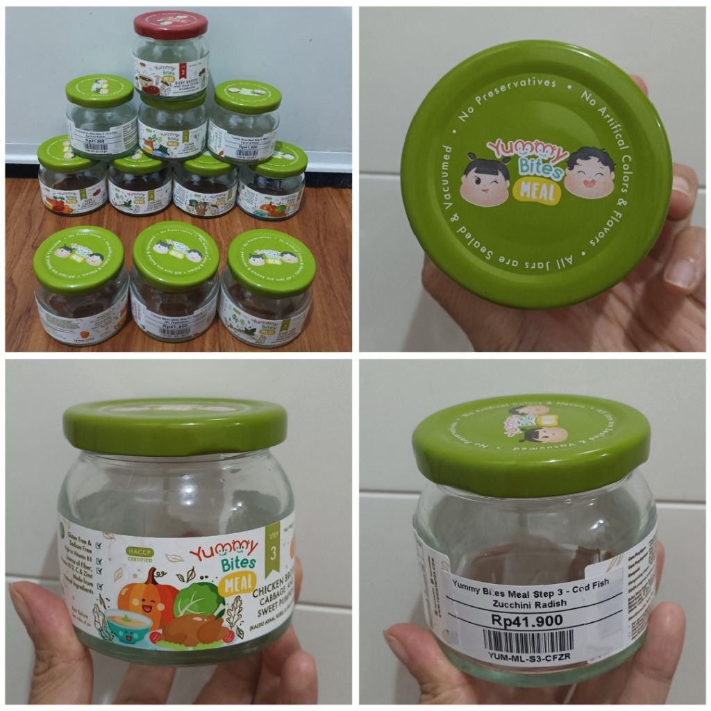 Botol Kaca kosong + Tutup Yummy Bites Meal cake in the jar bekas toples selai yogurt tempat bumbu as