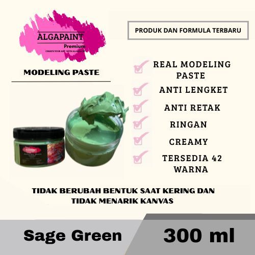 

Algapaint premium modeling paste SAGE GREEN / sculpture / impasto /teksture art / tekstur / lukisan aesthetic / cat akrilik /painting / relief /water base