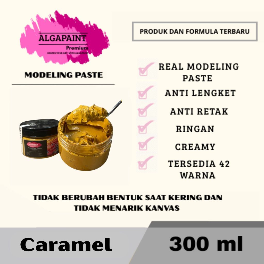 

Algapaint premium modeling paste CARAMEL / sculpture / impasto /teksture art / tekstur / lukisan aesthetic / cat akrilik /painting / relief /water base