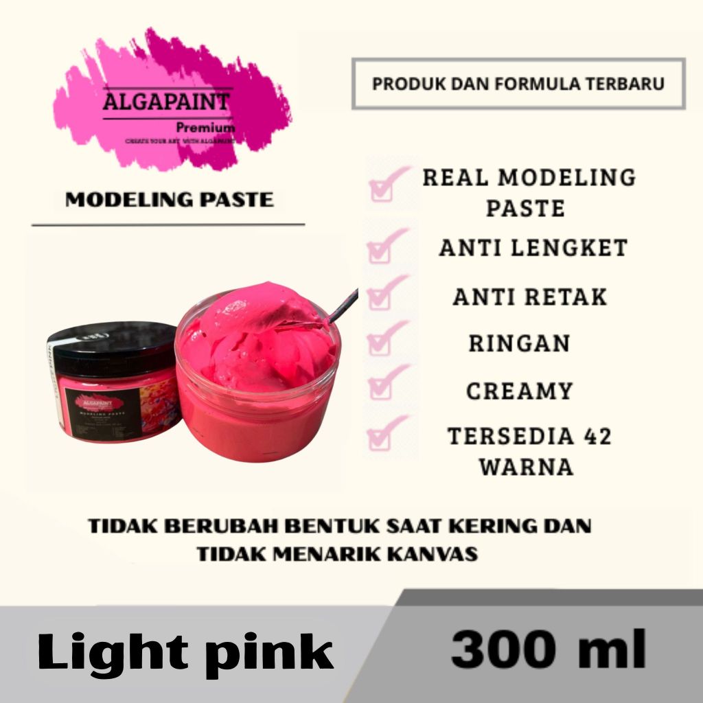 

Algapaint premium modeling paste LIGHT PINK / sculpture / impasto /teksture art / tekstur / lukisan aesthetic / cat akrilik /painting / relief /water base