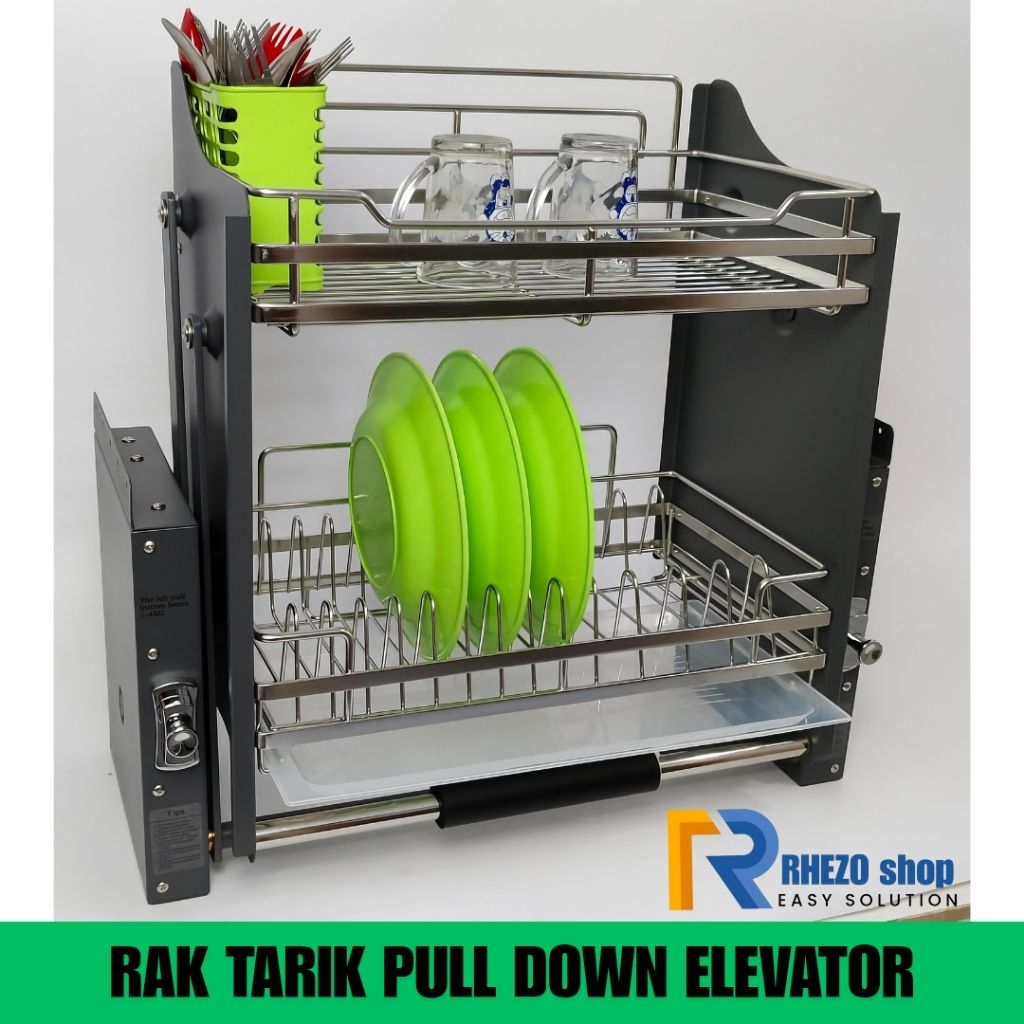 rak tarik elevator dish rack pull down |rak piring stainles