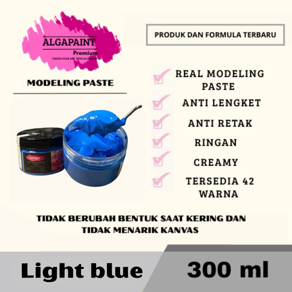 

Algapaint premium modeling paste LIGHT BLUE / sculpture / impasto /teksture art / tekstur / lukisan aesthetic / cat akrilik /painting / relief /water base