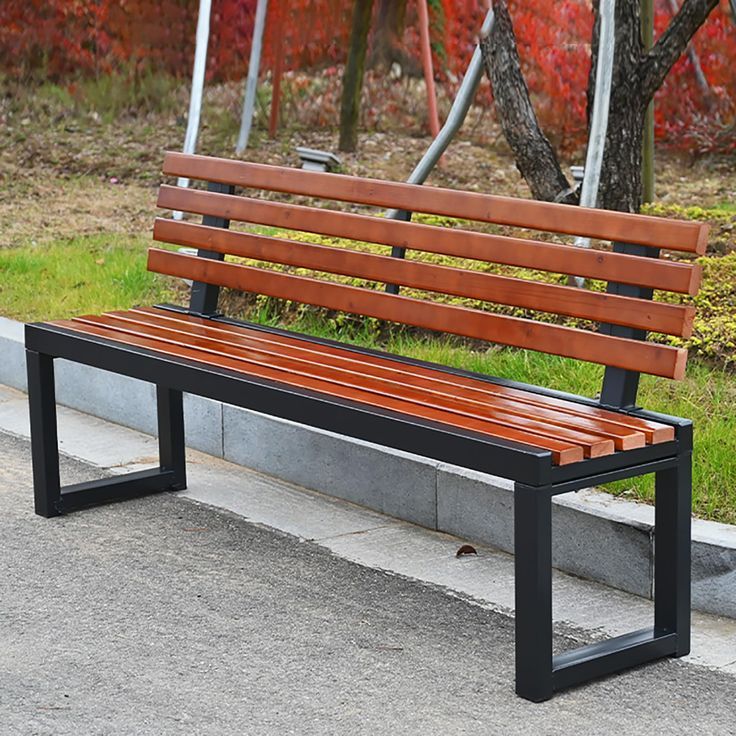 Long Bench Bangku Panjang Dengan Sandaran Bahan Besi Dan Kayu Kursi Teras Taman Ruang Tunggu