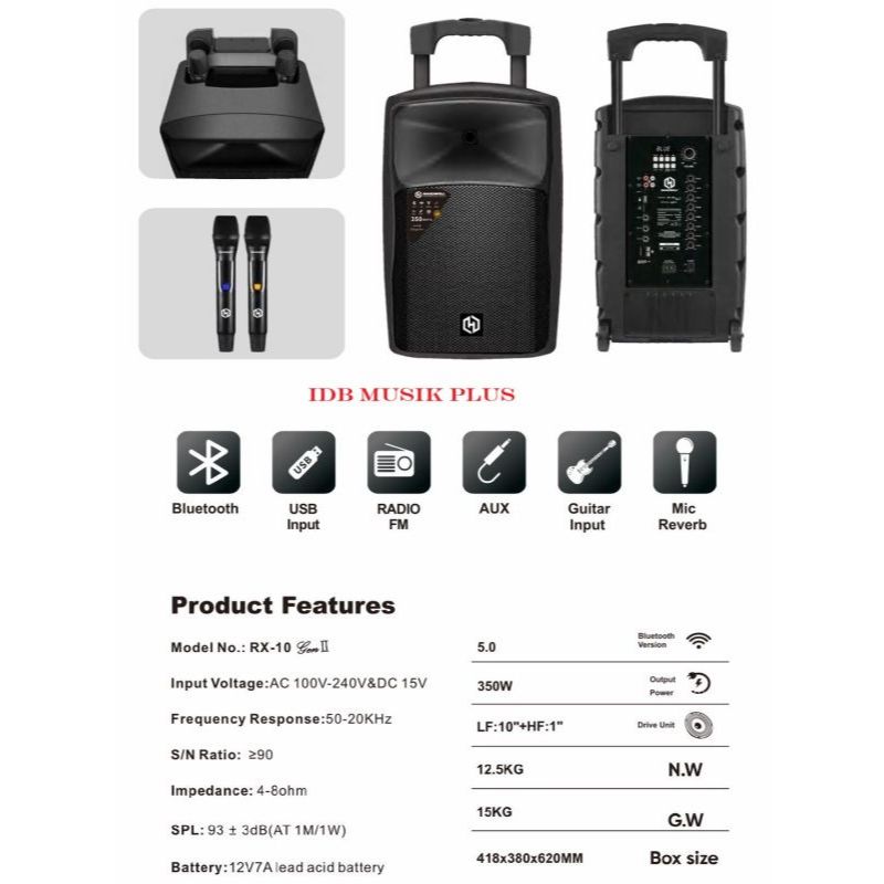 Speaker Portable 10" Hardwell RX10PRO RX10 PRO RX 10PRO RX 10 PRO Original