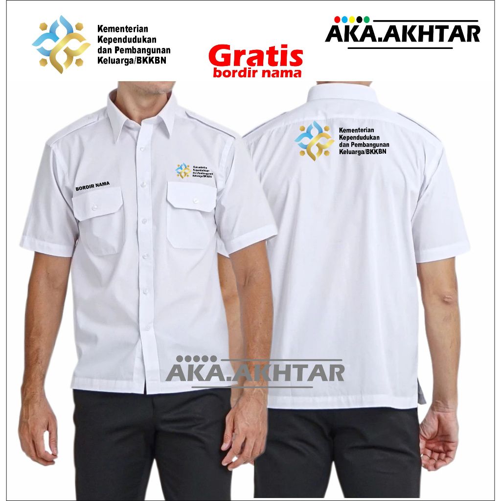 KEMEJA KEMENDUKBANGGA/BKKBN LENGAN PENDEK FULL BORDIRAN - SERAGAM KEMENDUKBANGGA/BKKBN LENGAN PENDEK