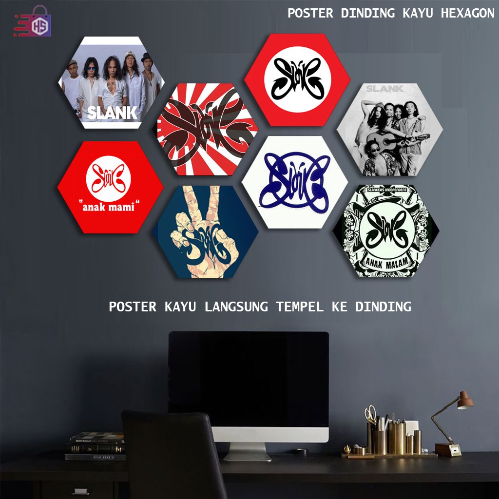Poster dinding hexagional slank 1 set 8 pcs - poster slank - hiasan dinding  - poster kamar