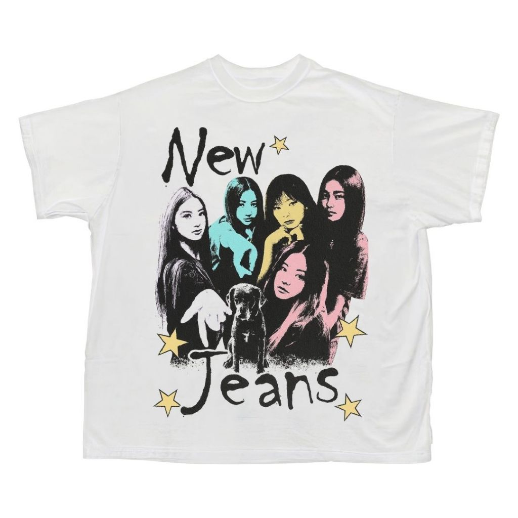 Psycho Crucify "New Jeans" A2 Print Oversized T-Shirt | White | Kaos Oversize | Vintage | Atasan | K