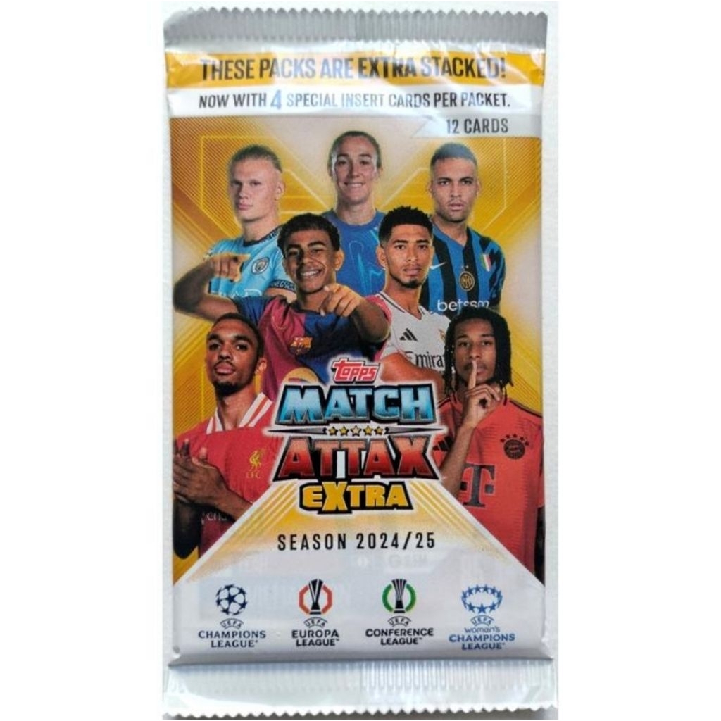 2024/2025 Topps Match Attax Extra UEFA Champions League (24/25) Trading Cards - Booster Pack (12 Car