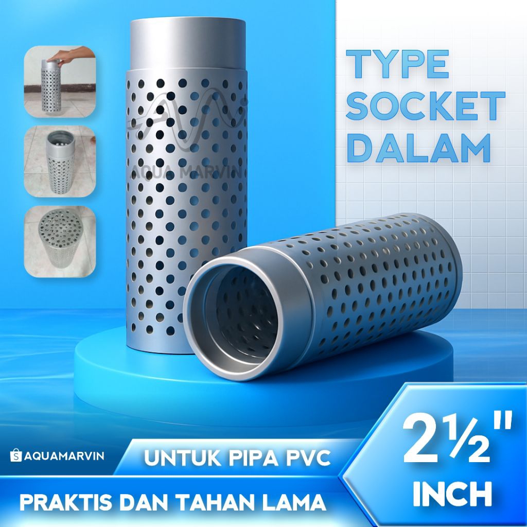 Soket Dalam 2,5 Inch Pipa Filter Paralon Pembuangan Air Kolam | Filter Pembuangan Kolam / Aquarium 2