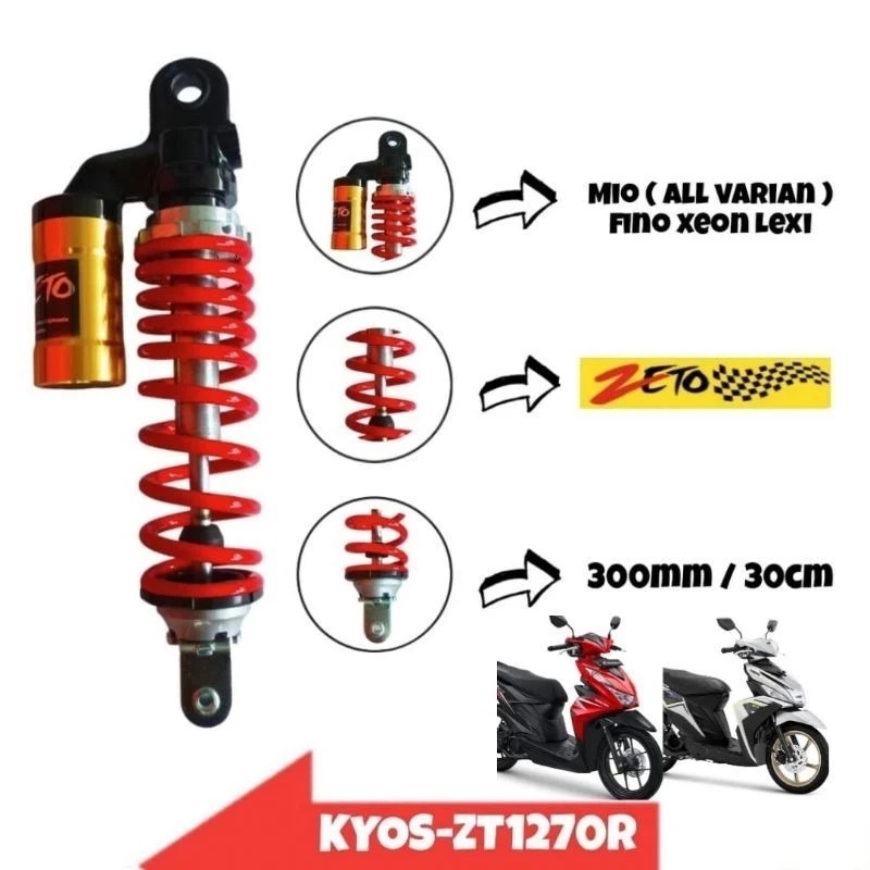(ZT1270R) Shockbreaker Shock Belakang Motor Matic Yamaha Mio Sporty Mio Smile Mio Soul Mio J Mio M3 