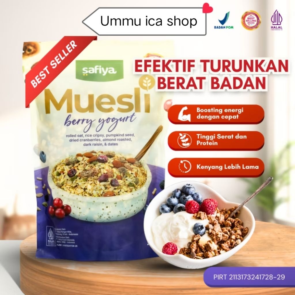

[Termurah] Muesli Berry Yogurt Safiya| Roled Oat |Cemilan Sehat